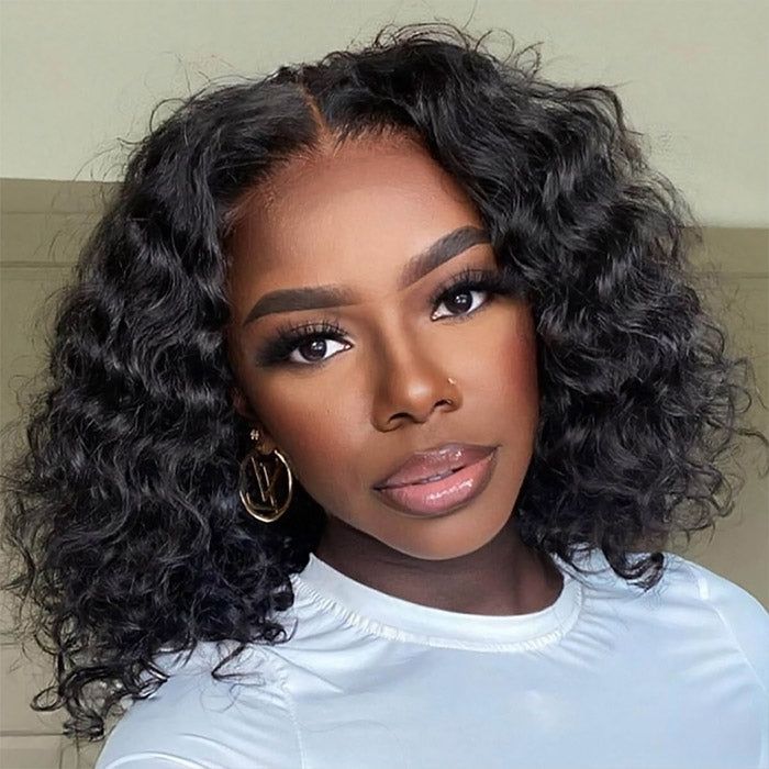 Glueless Wigs Natural Black Super Bouncy Loose Curly Transparent Lace Front Wigs