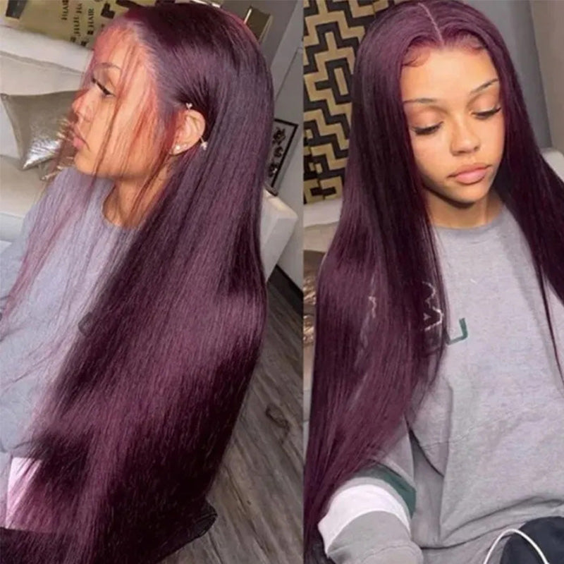 Deep Purple Pure Color New Arrival Straight wig 180% Density 13x4 Transparent Frontal HD Lace Wig