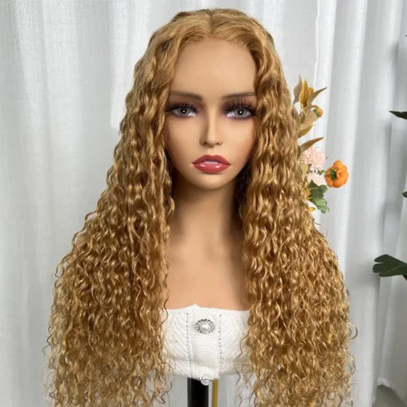 Pre-plucked Curly Hair 4x4/13x4/13x6 Lace Frontal Wigs 180% Density With Honey Blond Hair