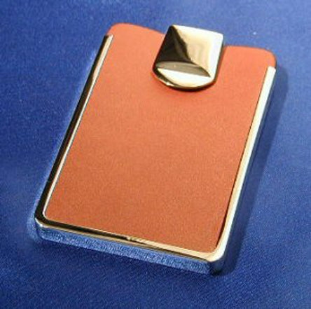 Business Card Holder, Leather/Chrome